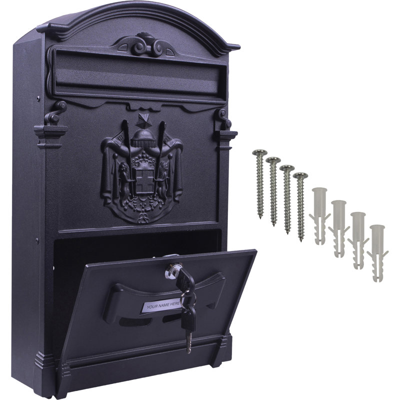 Metal Wall Mounted Mailbox, Black