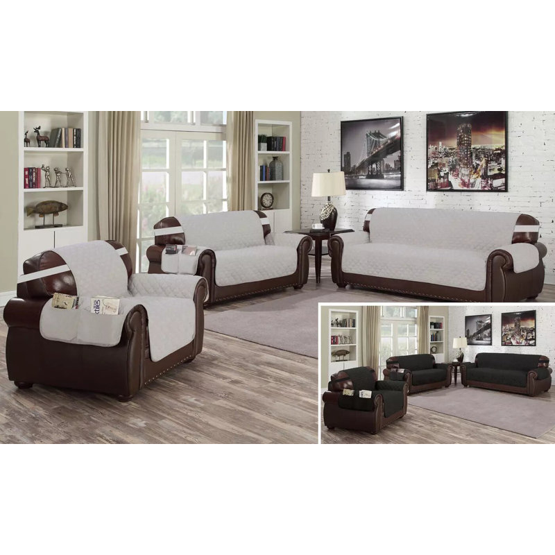 Housse pour causeuse à coussins carrés / rectangulaires, Gris, H 75 po x l 92 po x P 23 po