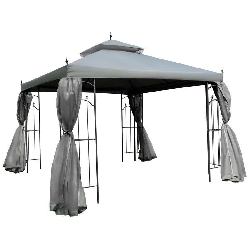 10 Ft. W x 10 Ft. D Steel Vault Gazebo, Gray, 108" H x 117.6" W x 117.6" D