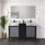 Double Bath Vanity with Castle Grey Marble Top and Matte Black Faucet Set
