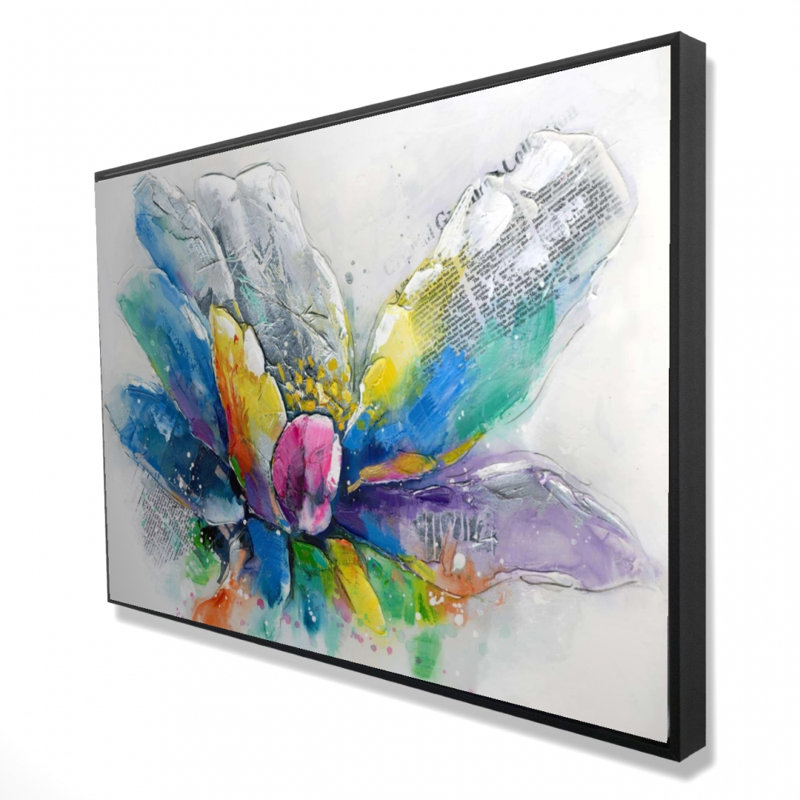 "Fleur abstraite avec journal" sur toile