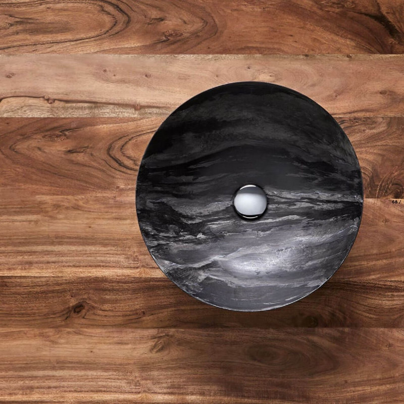Secret Bath 15.7'' Black Porcelain Circular Bathroom Sink