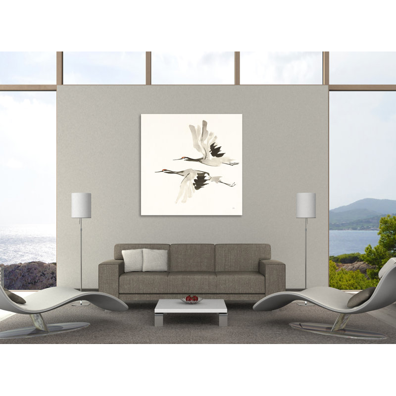 "Zen Cranes I Warm", toile tendue par Chris Paschke, H 48 po x l 48 po x P 1,5 po