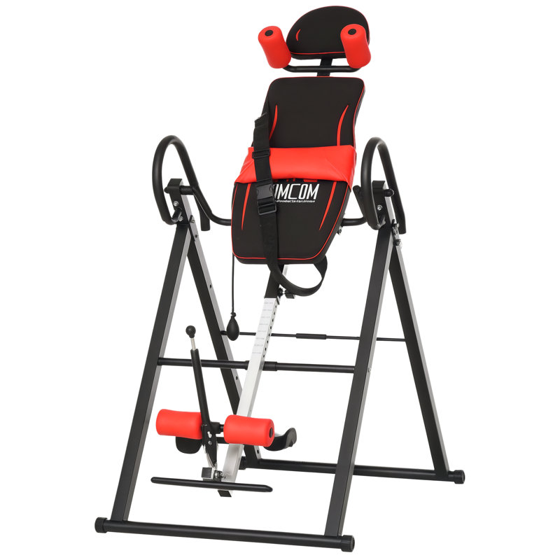 HOMCOM Gravity Inversion Table w/ Safety Belt Adjustable Hand Stand Red