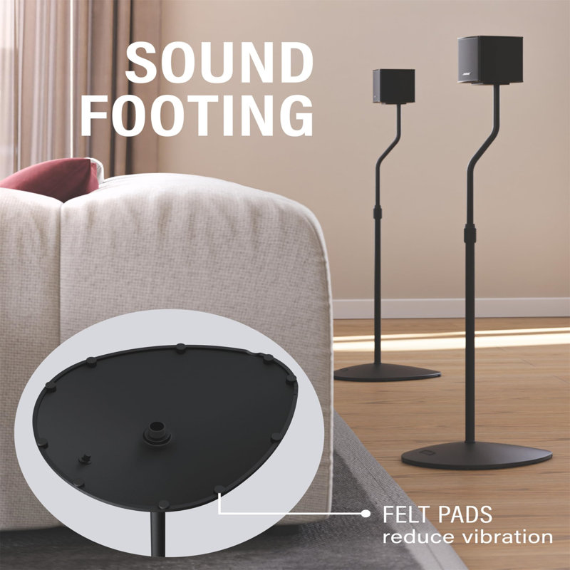 Adjustable Height Speaker Stand - Extends 28" To 38" - Holds Satellite & Small Bookshelf Speakers- Set Of 2