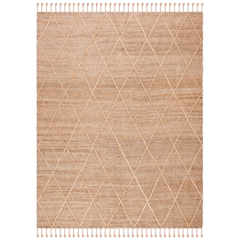 Digiovanni Natural Fiber Hand Woven Jute Geometric Rug, Rectangle 10' x 14'