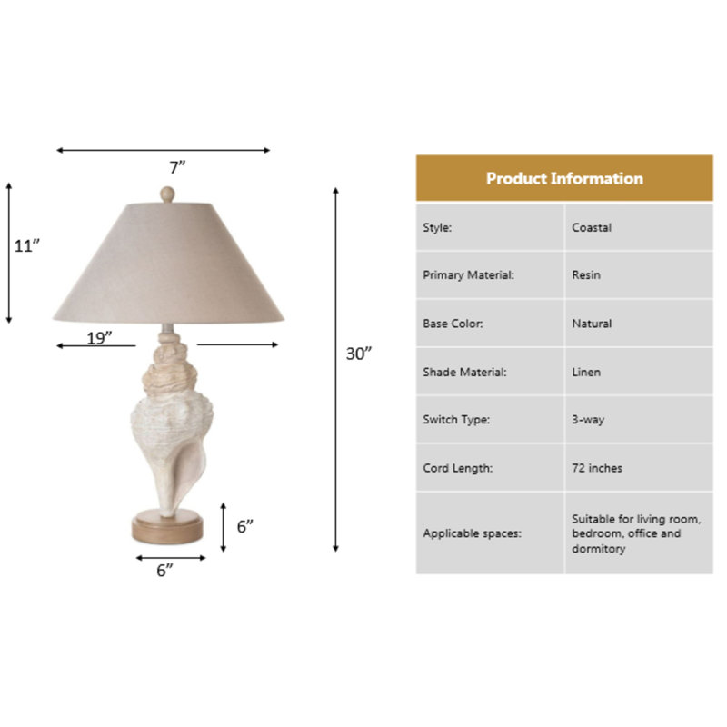 Conch - 30" Seashell Coastal Table Lamp - Set of 2 - Natural