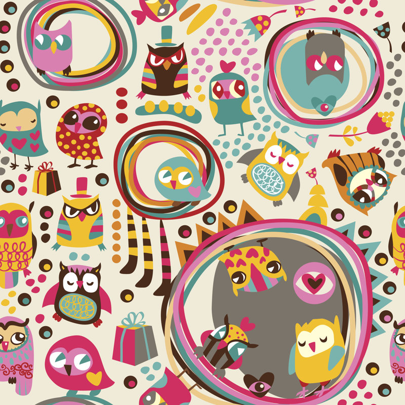 Belves Owl Seamless Background by Kite-kit - Wrapped Canvas Print, 76cm H x 76cm W x 3.8cm D