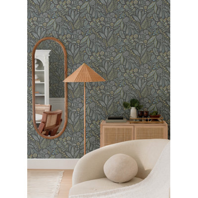 Briar Navy Floral Wallpaper