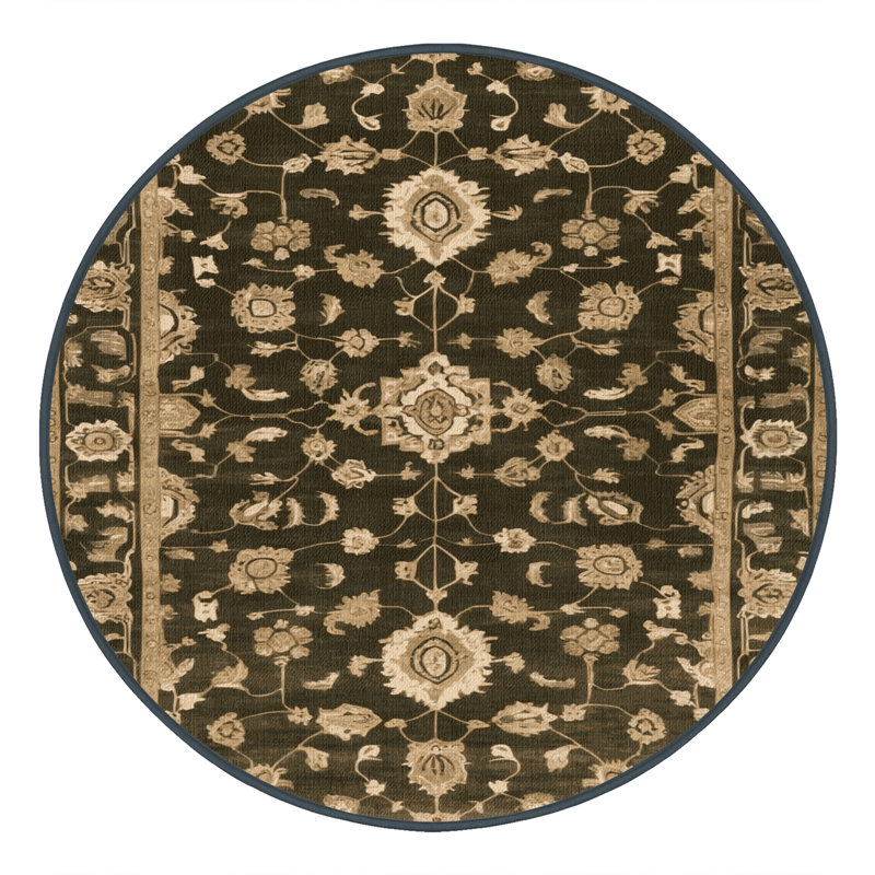 Tapis brun lavable à la machine, Rond 4 pi