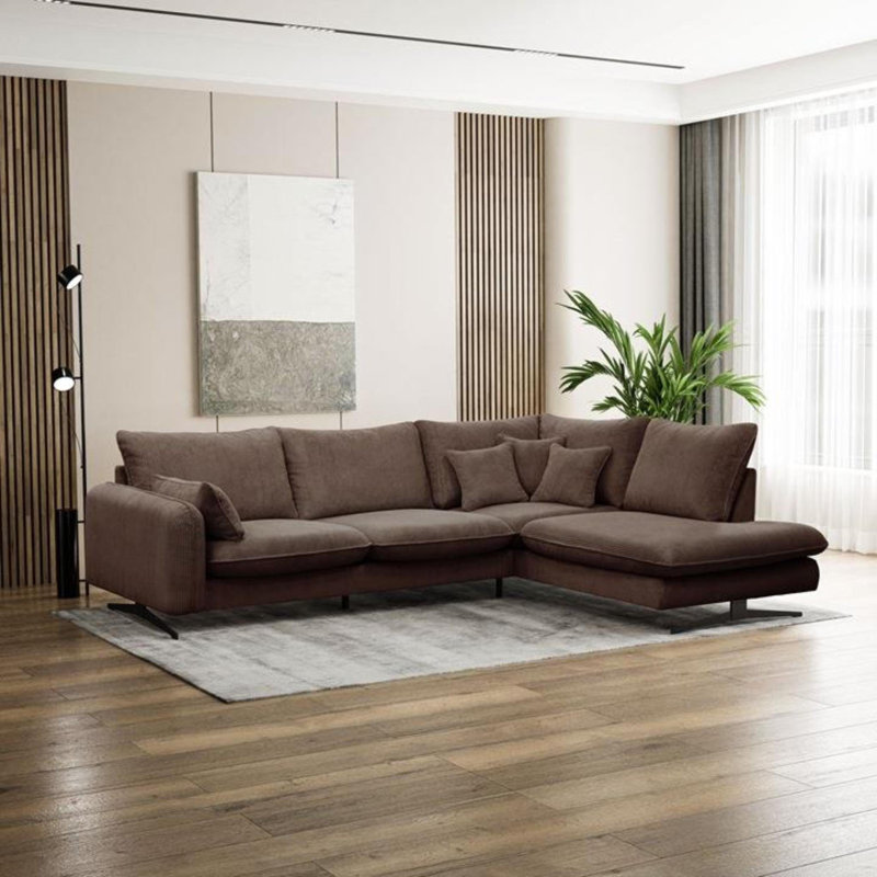 Casiyah 5 Seater Sofa & Chaise, Right Hand Facing, Brown