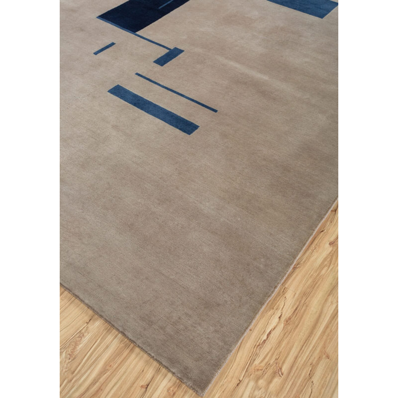 Tapis rectangulaire en laine noué à la main Modern Edit