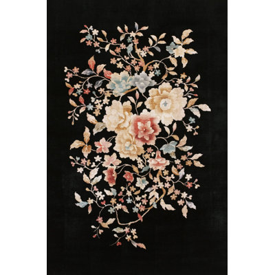 Antique Chinese Floral Knotted Rug