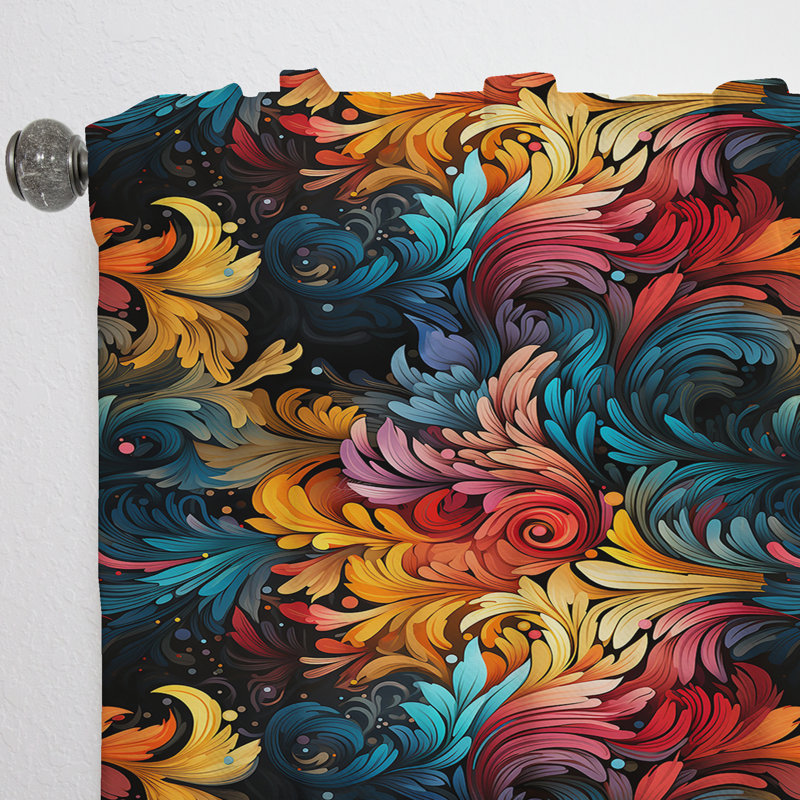 Artistic Whirls Paisley Motif IV - Rideau floral - Rideau floral obscurcissant - 1 panneau, L 52 po x L 63 po