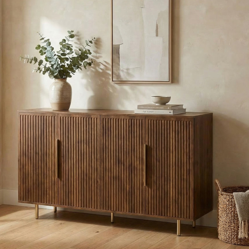 Console de 57 po avec 57 po, Brun