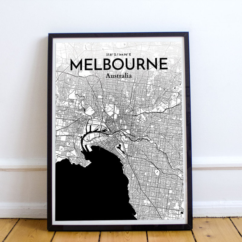 Melbourne City Map - No Frame Print, 61cm H x 45.7cm W x 0.13cm D