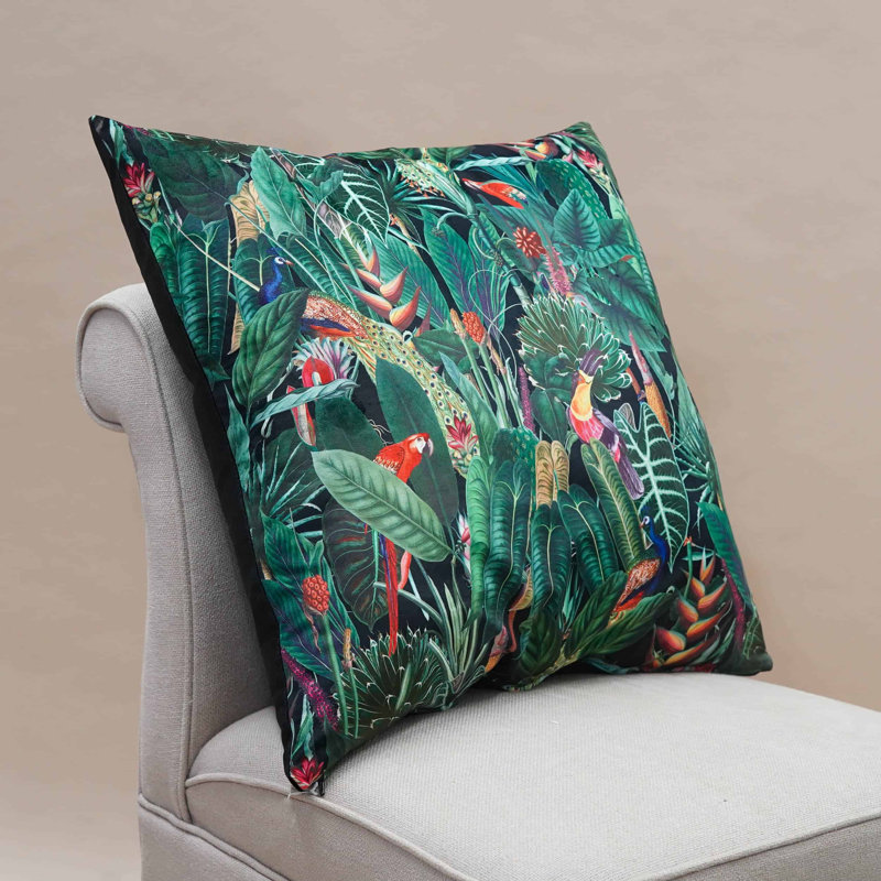 Animal Print Black Cushion, 58x58cm, Feather