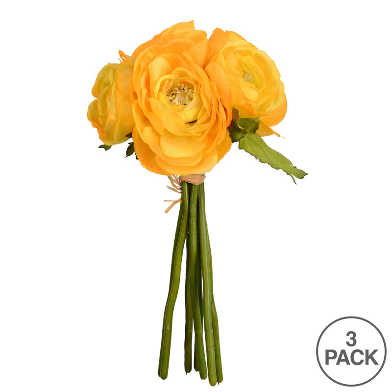 Artificial 9" Mini Ranunculus Spray, Yellow