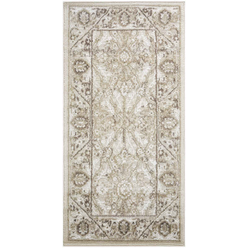 Lafever 2' x 4' Ivory Brown Vintage Indoor Rug, Runner 2' x 4'