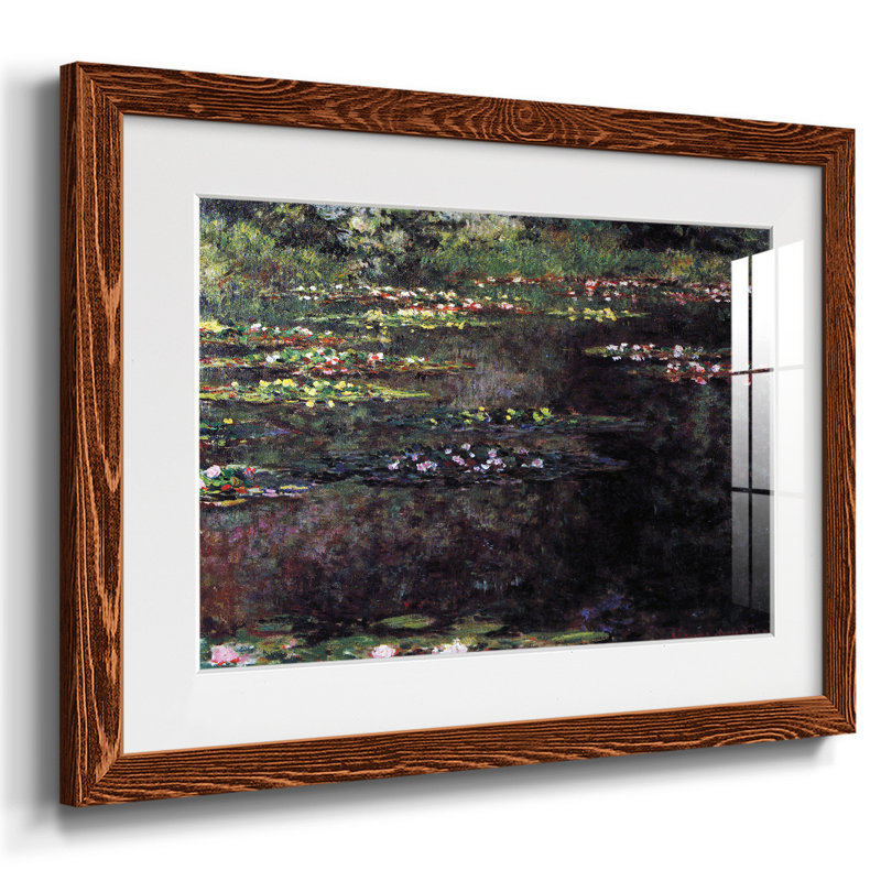 «Water Lilies, Water Landscape # 5» par Monet, reproduction d'art sur papier, Cadre érable, H 28 po x l 42 po x P 1,5 po