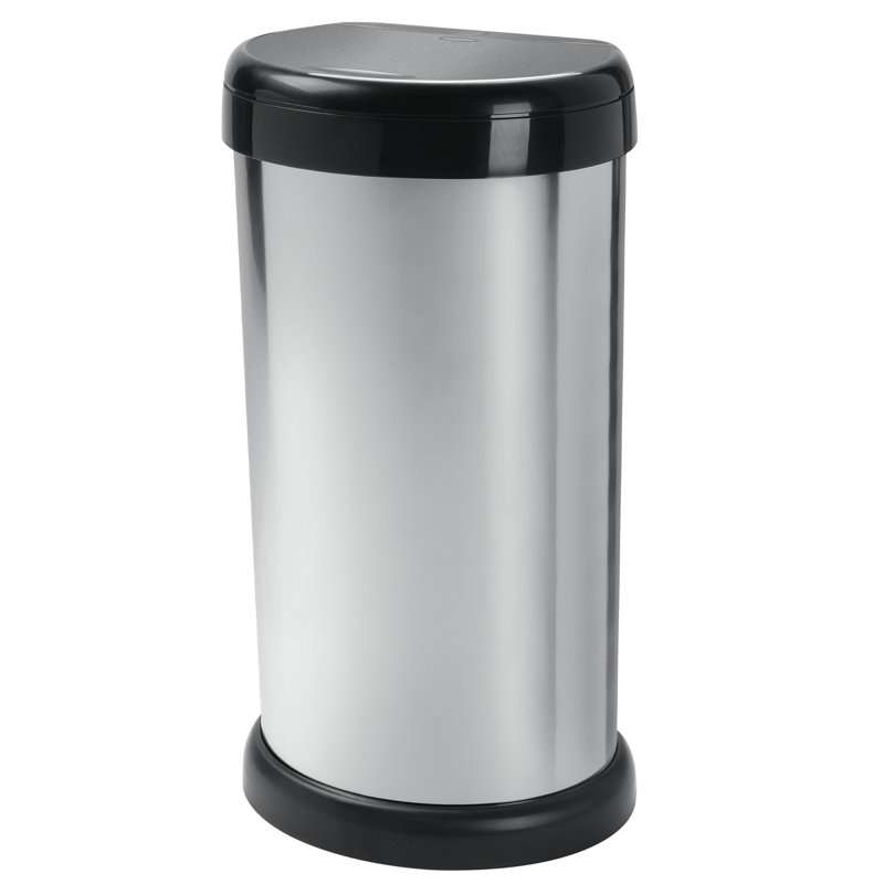 42 Litre Touch Top Waste Bin, Silver