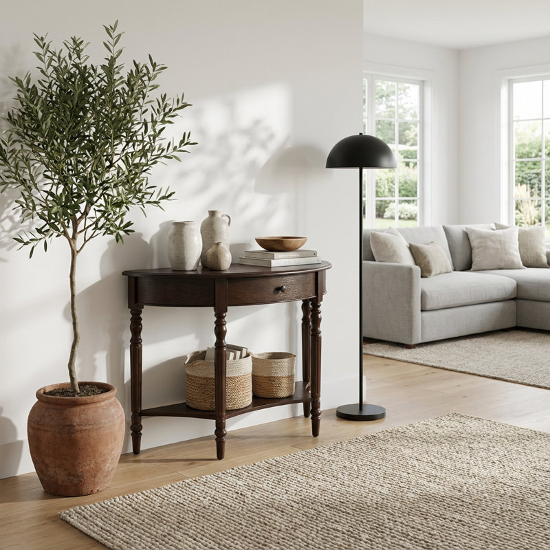 Console de style campagnard avec tiroir et tablette inférieure Farmhouse, Espresso