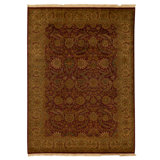 Hand Knotted Wool Oriental Area Rug in Red And Gold