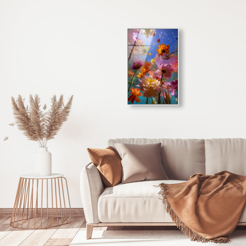 Liquid Bloom II Print, 55"H x 37"W, White Floater Frame