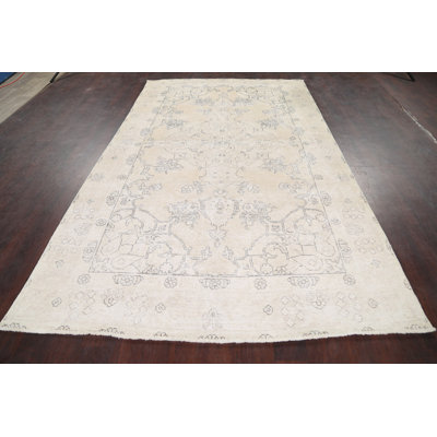 One-of-a-Kind 5'8" X 9'6" 1960s Wool Area Rug in Ivory