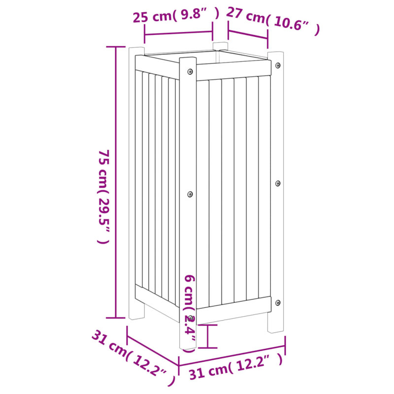 Olmeda Planter Box, 75cm H x 31cm W x 31cm D
