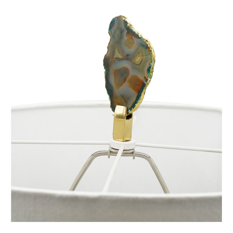 D15x29.5" Verdant Agate-Slice Table Lamp w/ Marble Base, Green