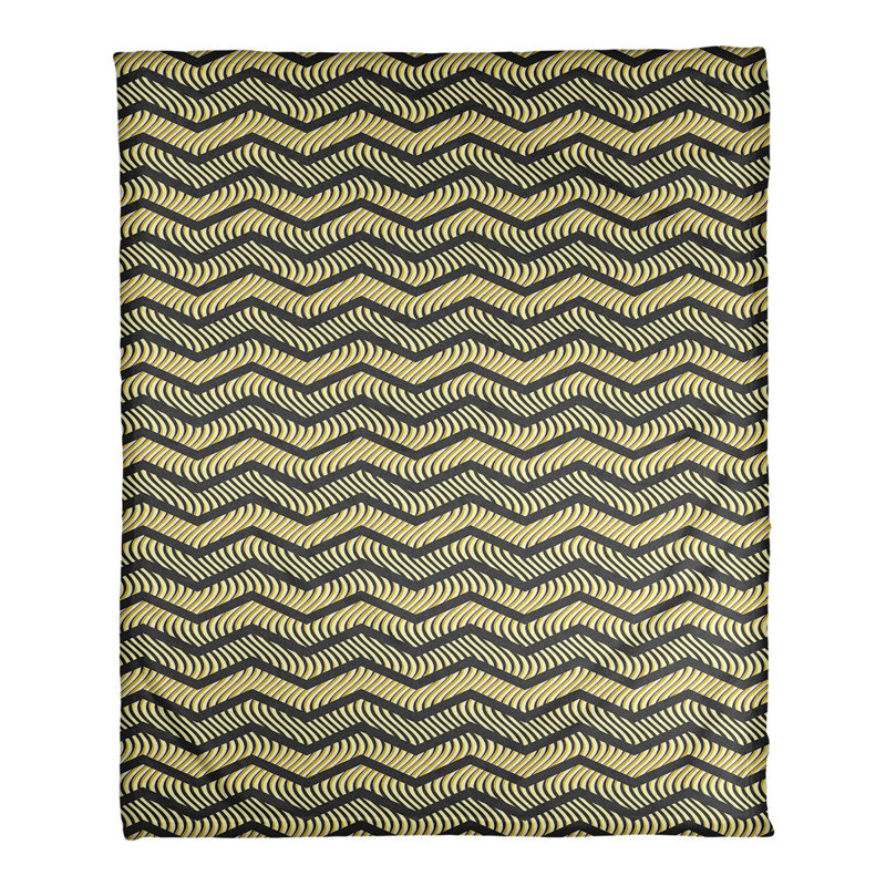 Couverture polaire à chevrons ondulés, l 60 po x L 80 po, Noir / Jaune