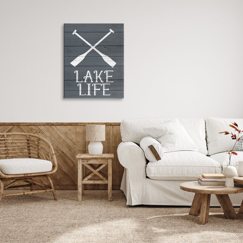 «Nautical Blue Lake Life Life Rustic Boat Oars» par Kim Allen - impression d'art graphique, H 40 po x l 30 po