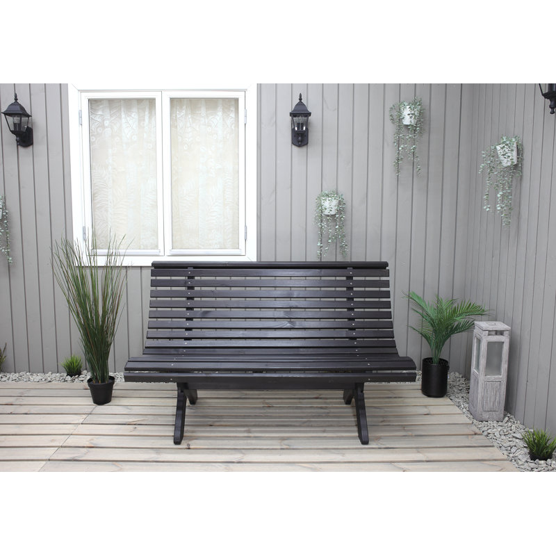 Oluna Solid Wood Pine Outdoor Bench, Dark Coffee, 87cm H x 140cm W x 74cm D