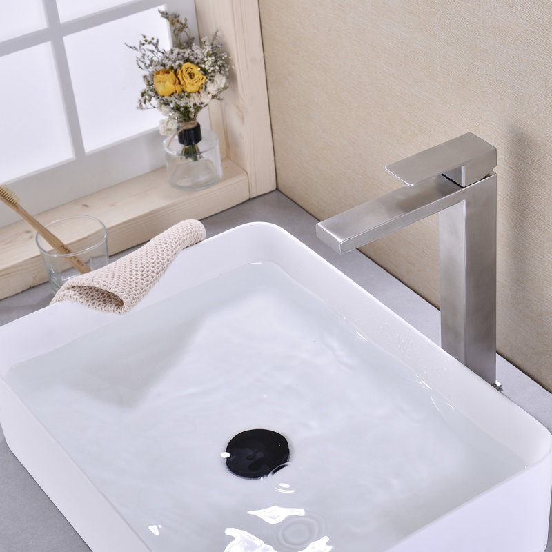 Robinet de salle de bain - Poignée simple, Aérateur Splash pour évier à débit réduit, Acier inoxydable