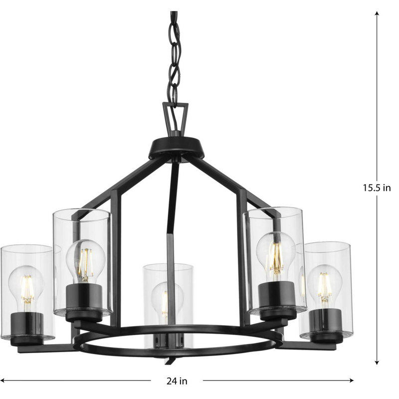 Lustre géométrique à 5 lumières, Noir mat