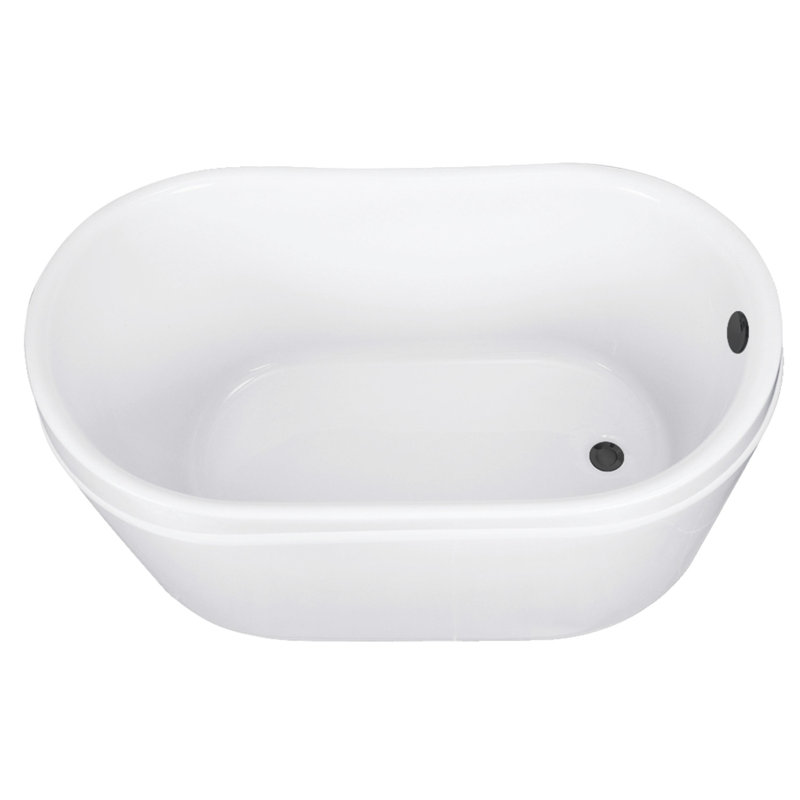 Kingston Brass Aqua Eden 52-Inch Acrylic Oval Double Slipper Freestanding Tub with Overflow/Drain Assembly, Matte Black