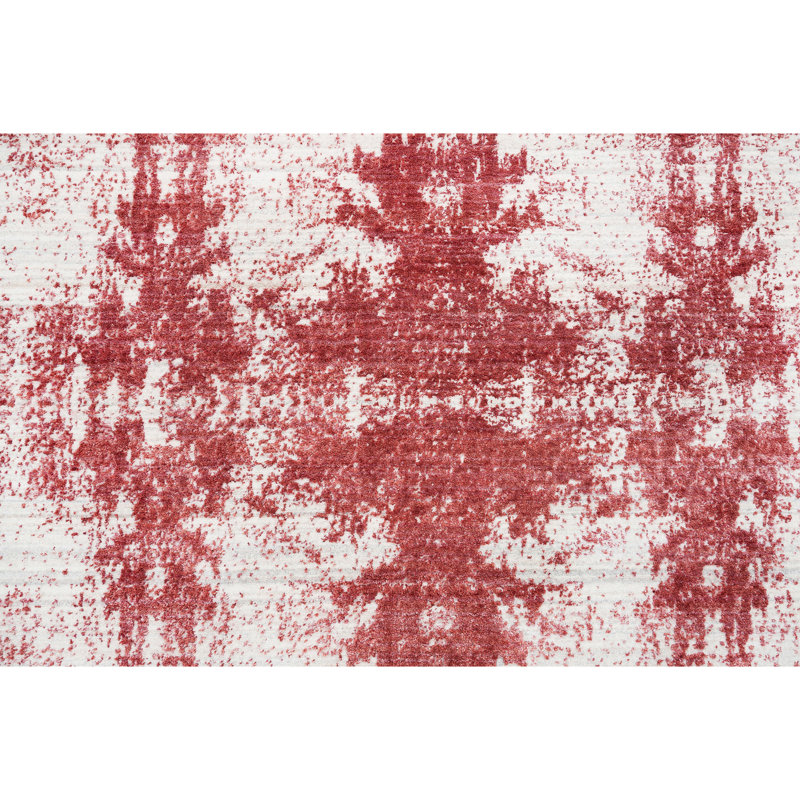 Tapis rectangulaire rouge / blanc en laine / soie noué à la main, Rectangle 10 pi x 14 pi