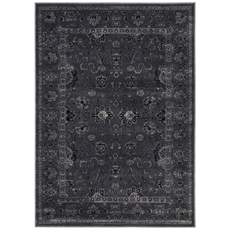 Tapis oriental gris foncé / gris clair / ivoire Driffield, Rectangle 4 pi x 5 pi 7 po
