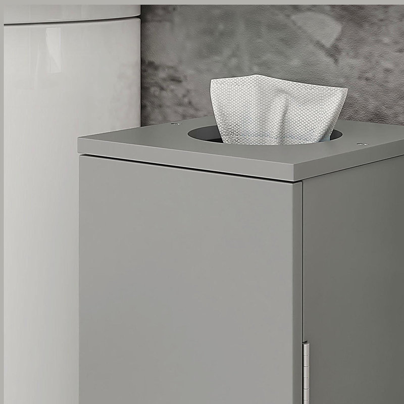Toilet Paper Cabinet, Small Bathroom Corner Floor Cabinet with Doors and Shelves, Thin Storage Bathroom Organizer, Gray