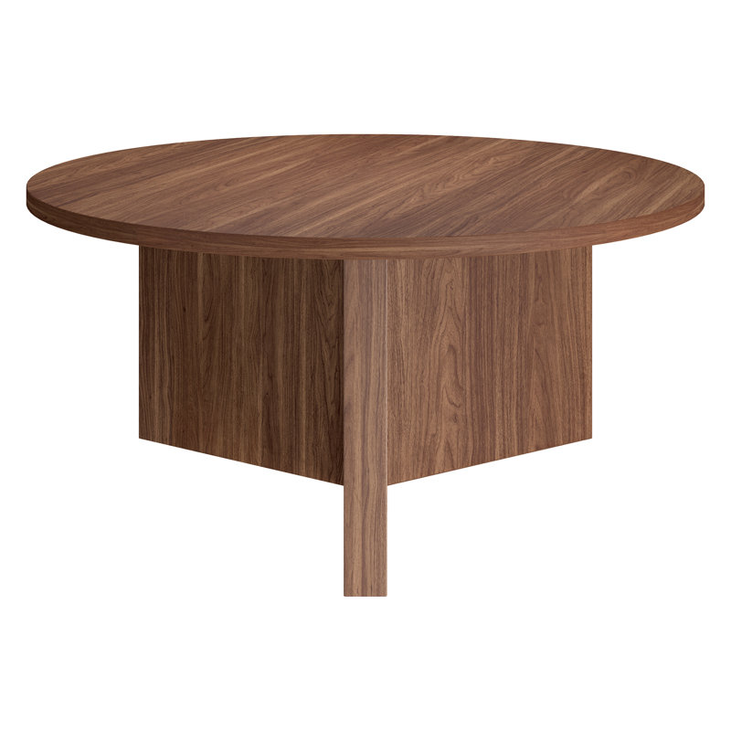 Arios Pedestal Coffee Table, Satin Walnut
