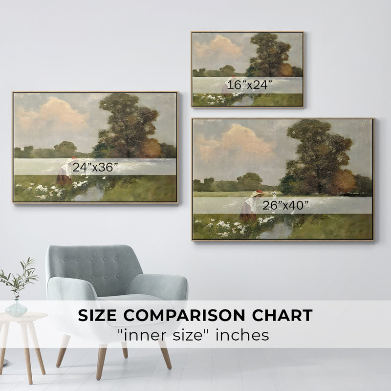 Paysage rétro - Toile tendue avec châssis CCLXII, Bois naturel, H 27 po x l 41 po