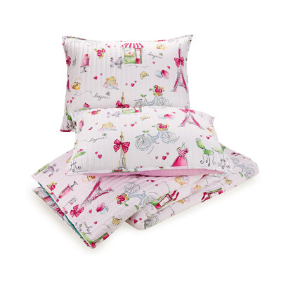 Pretty in Paris Reversible Pink Quilt Set
