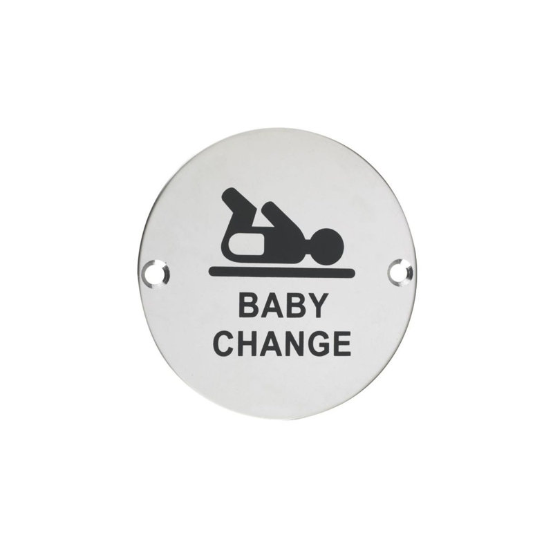 Baby Change Sign, Polished Stainless