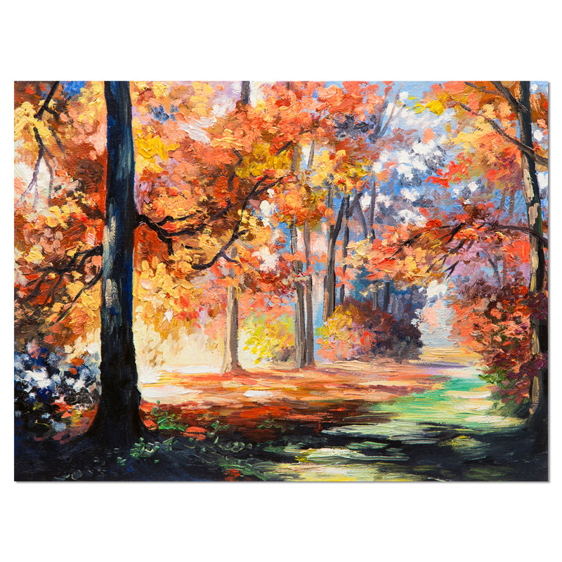 " Fall Trail In Forest Landscape ", 30" H x 40" W x 1" D