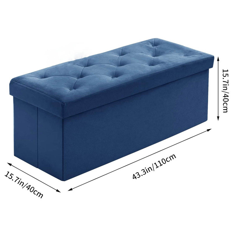 Velvet Storage Bench, Blue