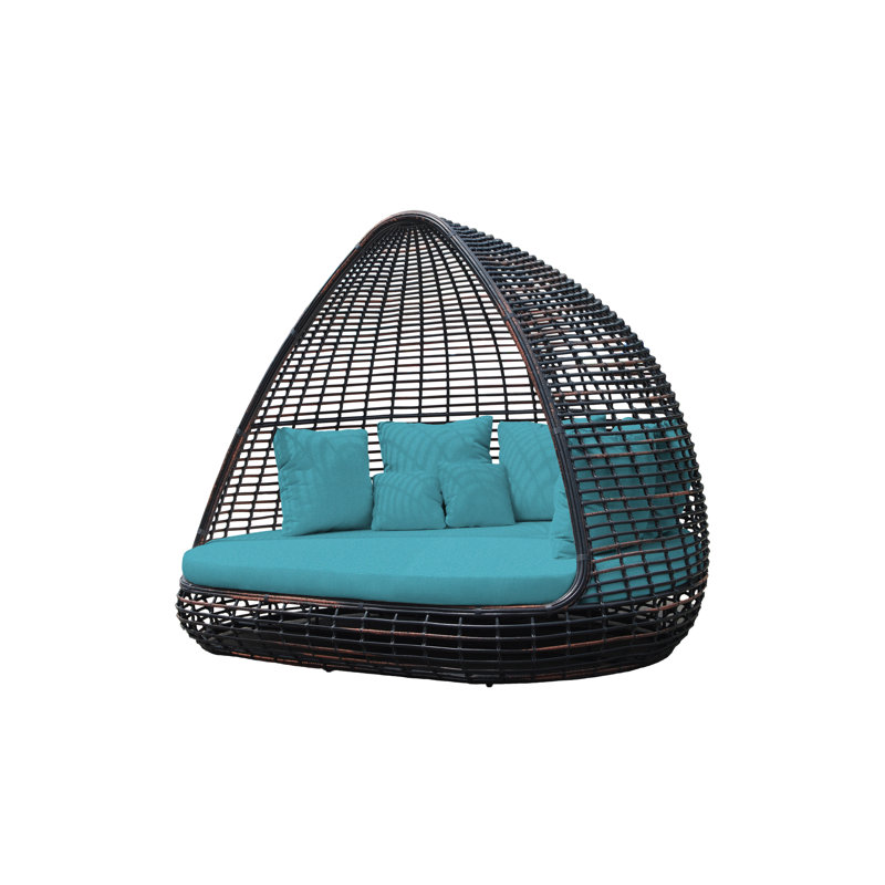 Outdoor - Seat Patio Daybed, Black Mushroom, Canvas Aruba Sunbrella® Canvas