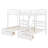 Wooden Triple Bunk Bed With 2 Storage Drawers, Ladder And Guardrails, No Box Spring Needed