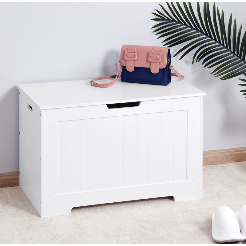 Armoire de rangement blanche avec 2 charnières de sécurité et coffre à jouets en bois
