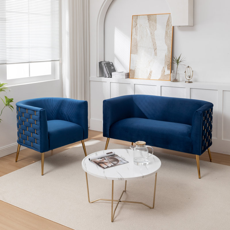 Cristen 2 - Piece Velvet Living Room Set, Navy Velvet